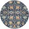Homeroots 4 ft. Round Navy Blue Floral Buds Area Rug 385228 - alternate 1